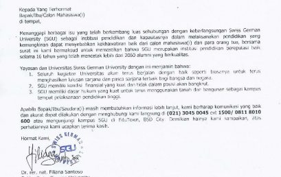 Official Statement from SGU Rector