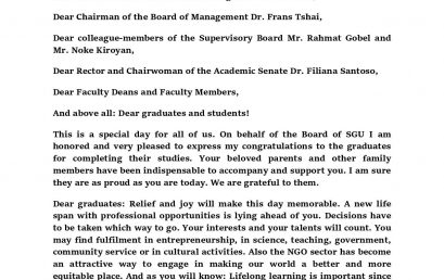 SGU Supervisory Board Address; Graduation Ceremony 2016