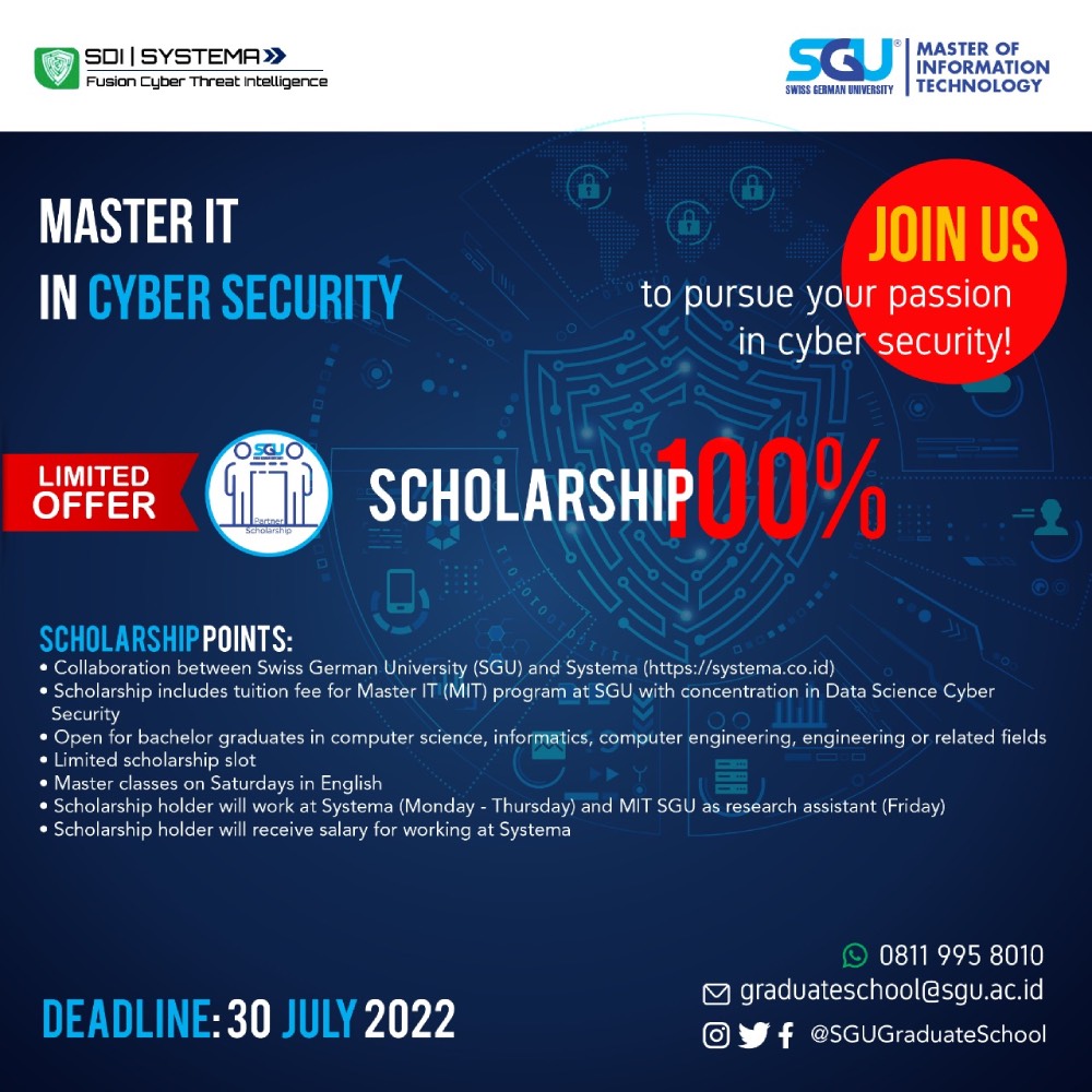 Come and apply for a 100% scholarship in Data Science Cyber Security at MIT SGU
