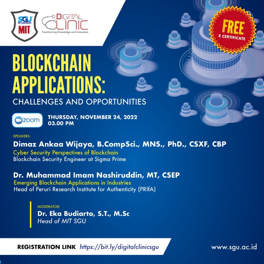 #staysafe and join our Digital Clinic for FREE on Blockchain Applications: Challenges and Opportunities